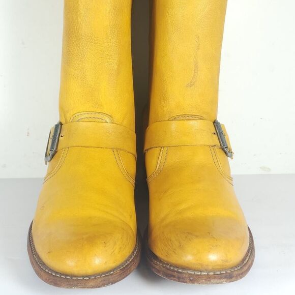 Frye Women's VTG Veronica Slouch US 8M Banana Yellow Leather Riding Boot Spain - Picture 4 of 16